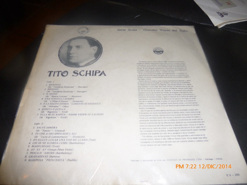 Vinilo Lp De Tito Schipa --siciliana (xx770 (Usado)