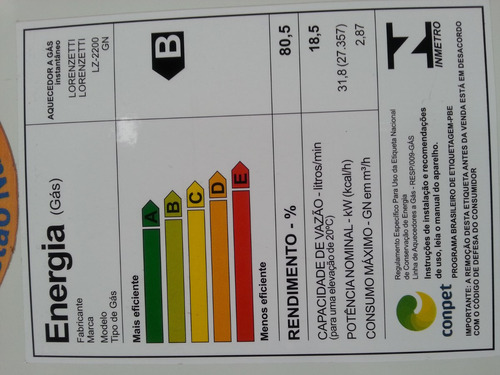 Aquecedor A Gás Lorenzetti Lz 2200 - Gn