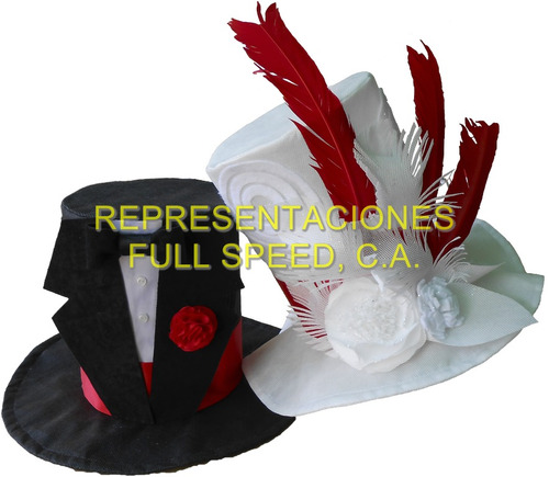 Sombrero Boda Novia Novio, Hora Loca, Fiestas, Eventos Rojo