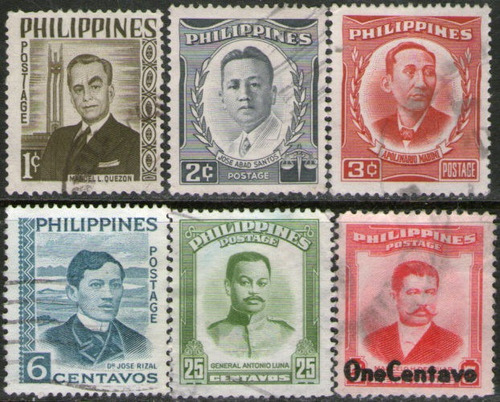 Filipinas Serie X 6 Sellos Usados Personalidades Año 1958