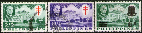 Filipinas Serie X3 Sellos Usados Sobretasa Tuberculosis 1958