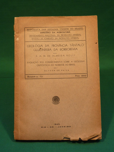 Almeida Rolff, P. Geologia Da Provincia Tântalo... 1945