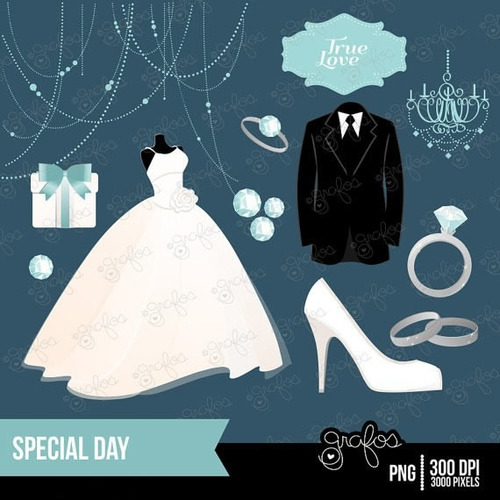 Kit Imprimible Bodas Imagenes Clipart Cod631
