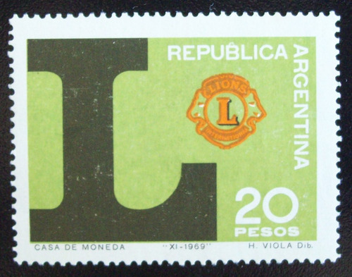 Argentina, Sello Gj 1508 Club De Leones 1969 Mint L4960