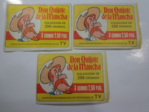 3 Paquetes De Figuritas Cerrados De Don Quijote De La Mancha