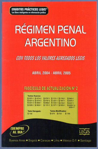 Regimen Penal Argentino Fasciculos De Actualizacion