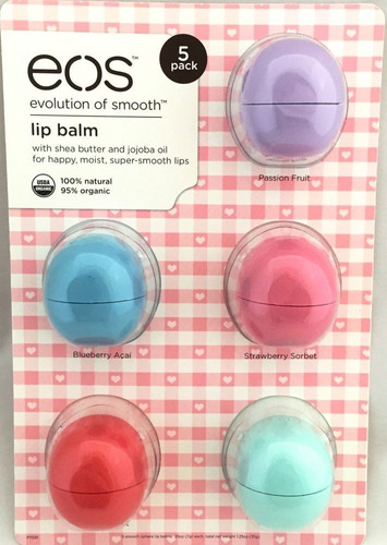 Pack Eos Lip Balm 5 Unidades Balsamos Labiales Eos Original