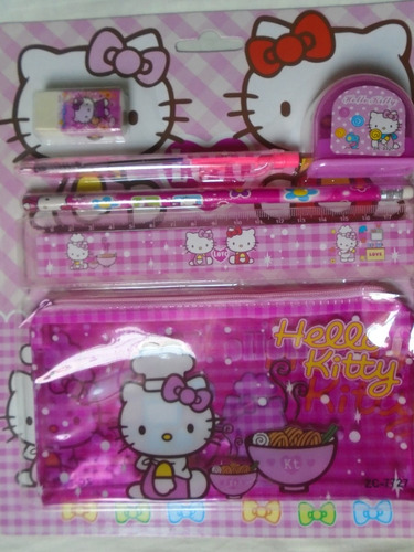 Kit Conjunto Escolar Cartuchera Hello Kitty Niñas