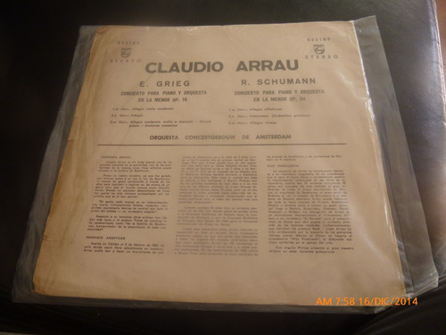 Vinilo Lp - Claudio Arrau -- Grieg .schumann (u1238