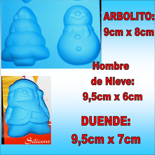 Molde Silicon Arbol Navidad Duende Hom Nieve Ponque Gelatina