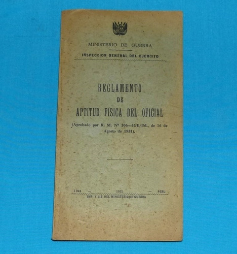 Reglamento Aptitud Física Del Oficial 1951 Ministerio Guerra