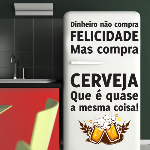 Adesivo Decor. Geladeira - Dinheiro Não Compra Felicidade M