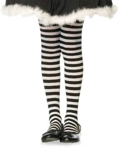 Meia calça infantil listrada preto sale e branco