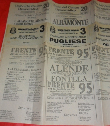 Lote 16 Boletas  Elecciones 1991 Prov. Buenos Aires