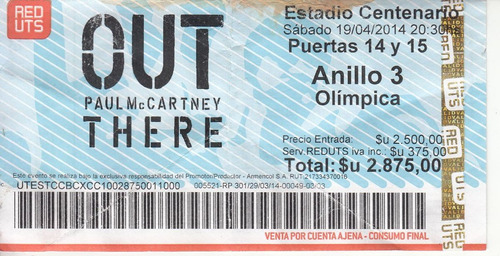 Beatle Mania Ephemera Paul Mc Cartney Concierto Uruguay 2014