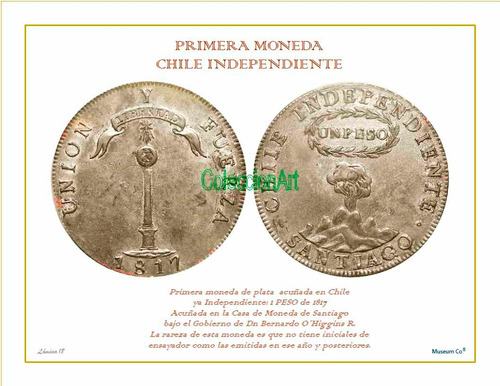 Lámina 18- 1 Peso 1817 Chile Independiente Dl Album 150 Años