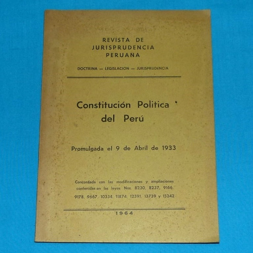 Constitución Política Del Perú 1933 Revista Jurisprudencia