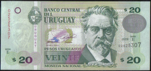 Uruguay 20 Pesos 2008 P86a Serie E