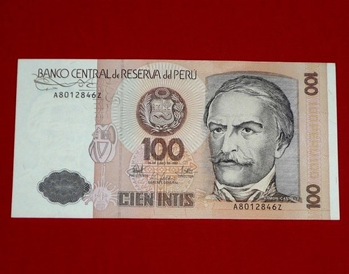 Antiguo Billete 100 Cien Intis Ramón Castilla 1987 Perú