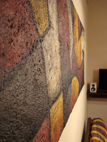 Cuadro Abstracto Moderno Con Textura Simil Piedra 180x65cm