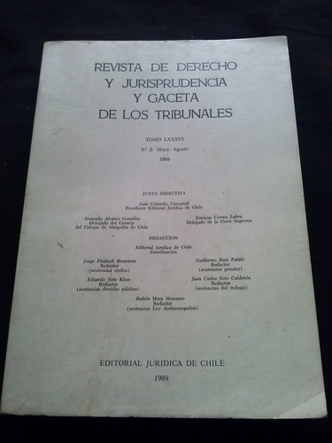 Revista De Derecho Y Jurisprudencia Tomo Lxxxvi N° 2 May Ago