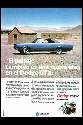 Poster Carteles Antiguos60x40cm Chrysler Dodge Gtx Au-185