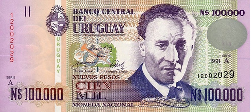 Eb+ Uruguay: N$100.000 (serie A, 1991) Unc