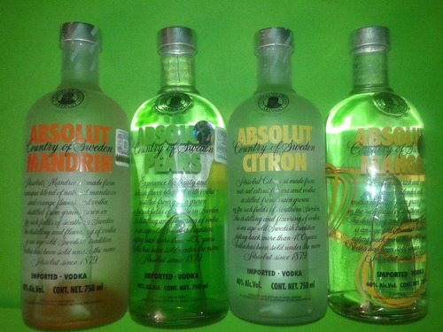 Coleccion Absolut 3/4vodka Liquido Cristal Dj Bar Decoracion