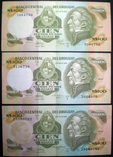 Eb+ 3 Billetes N$100 (series E, F Y G ) Sin Circular