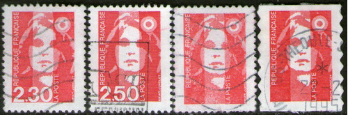 Francia Serie X 4 Sellos Usados Mariana Años 1989-94