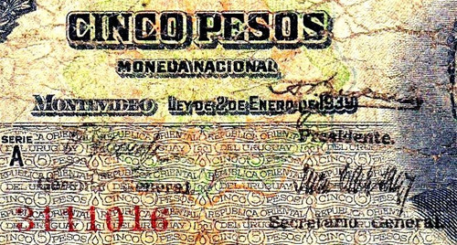 Eb+ 5 Pesos (1939) Rara Variante Último Que Queda!!