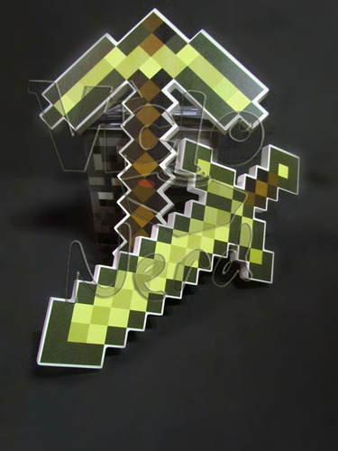 Kit Com Espada E Picareta De Ouro Minecraft