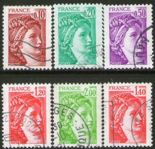 Francia Serie X 6 Sellos Usados Sabina Por L. David 1977-80