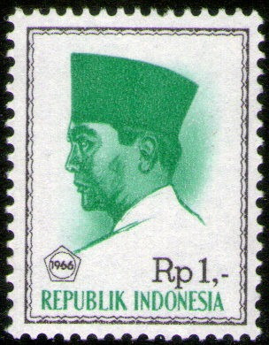 Indonesia Sello Mint Presidente Sukarno X 1 R. Años 1963-64