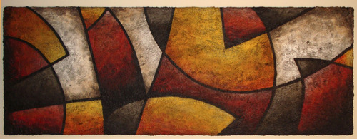 Cuadro Abstracto Moderno Con Textura Simil Piedra 180x65cm
