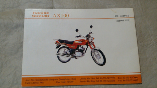 Manual De Usuario Original Suzuki Ax 100