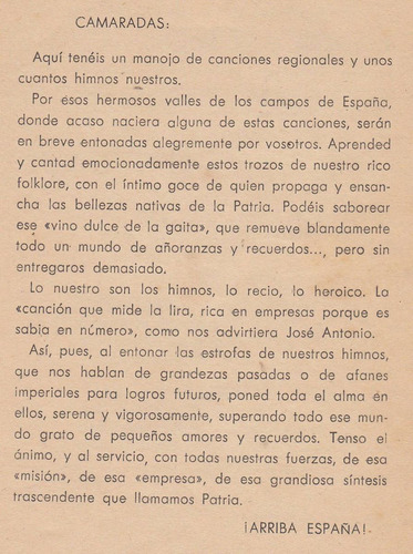 España 1943 Falange Marchas Y Canciones Frente De Juventudes (Usado)