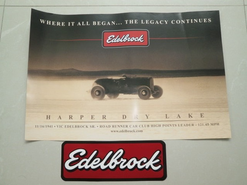 Poster Frente Verso Vic Edelbrock Roadster V8 Hot Rod Decalq