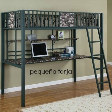 Cama Alta Loft Puente De Hierro Ideal Pequeños Espacios