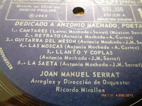 Vinilo Lp De Joan Manuel Serrat -- Dedicado A Antonio (u906