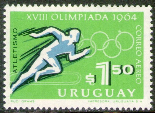 Uruguay Sello Aéreo Mint Deportes = Olimpíadas Tokio 1965