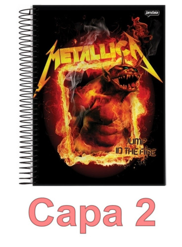 Caderno Metallica 10 Materias 200 Folhas Escolha Sua Capa