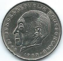 Moneda  De  Alemania  2  Marcos  1973  (j)  Konrad  Adenauer