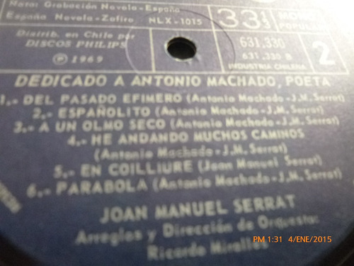 Vinilo Lp De Joan Manuel Serrat -- Dedicado A Antonio (u906
