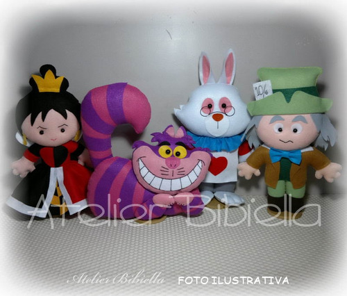 Alice No País Das Maravilhas - Kit 5 Personagens Feltro 30cm