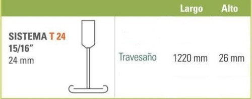Imagen 4 de 7 de Perfil Travesaño 26mm X 1,22 Mts - Cielorraso Desmontable