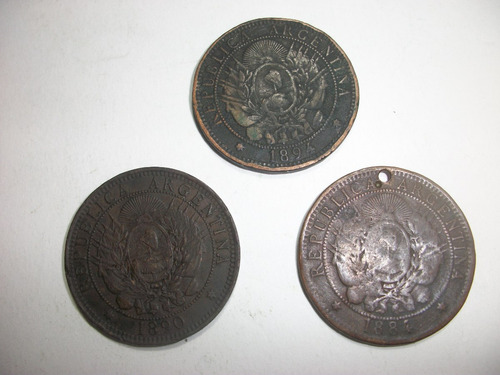 Monedas Argentinas De 2 Ctv. De Cobre - 1884 / 1894 X Una