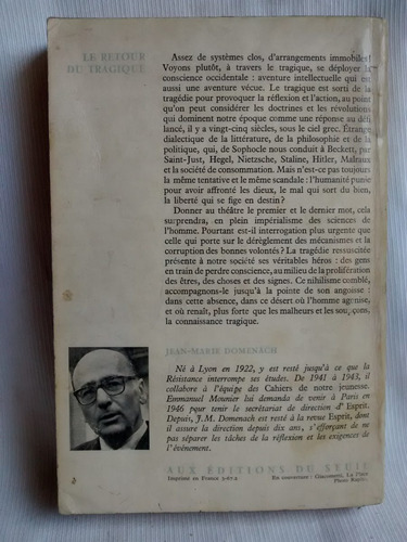 Imagen 2 de 4 de Le Retour Du Tragiquejean Marie Domenach En Frances 1967