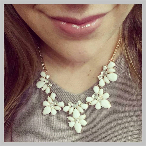 Maxi Collar Flores Colores Pasteles Importado Nuevo En Stock
