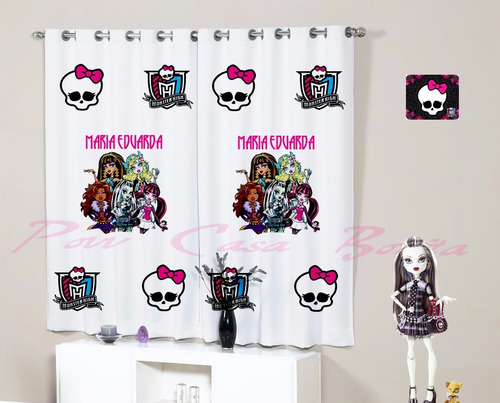 Cortina Infantil Monster High Personalizada Com Nome P/varão